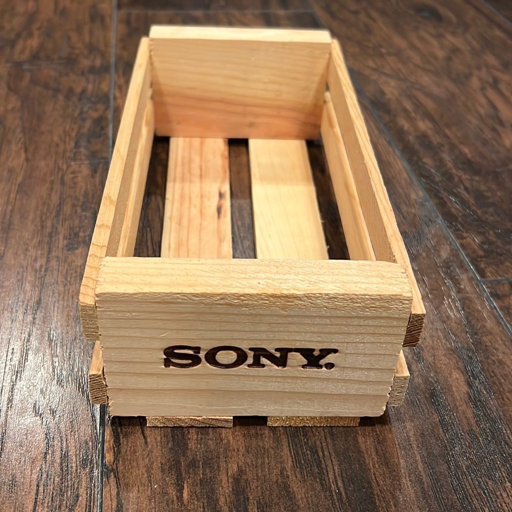Vintage Sony 12‎ Cassette Tape Holder Crate Wood Storage